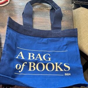 Barnes & Noble Navy Tote with Gold Lettering
